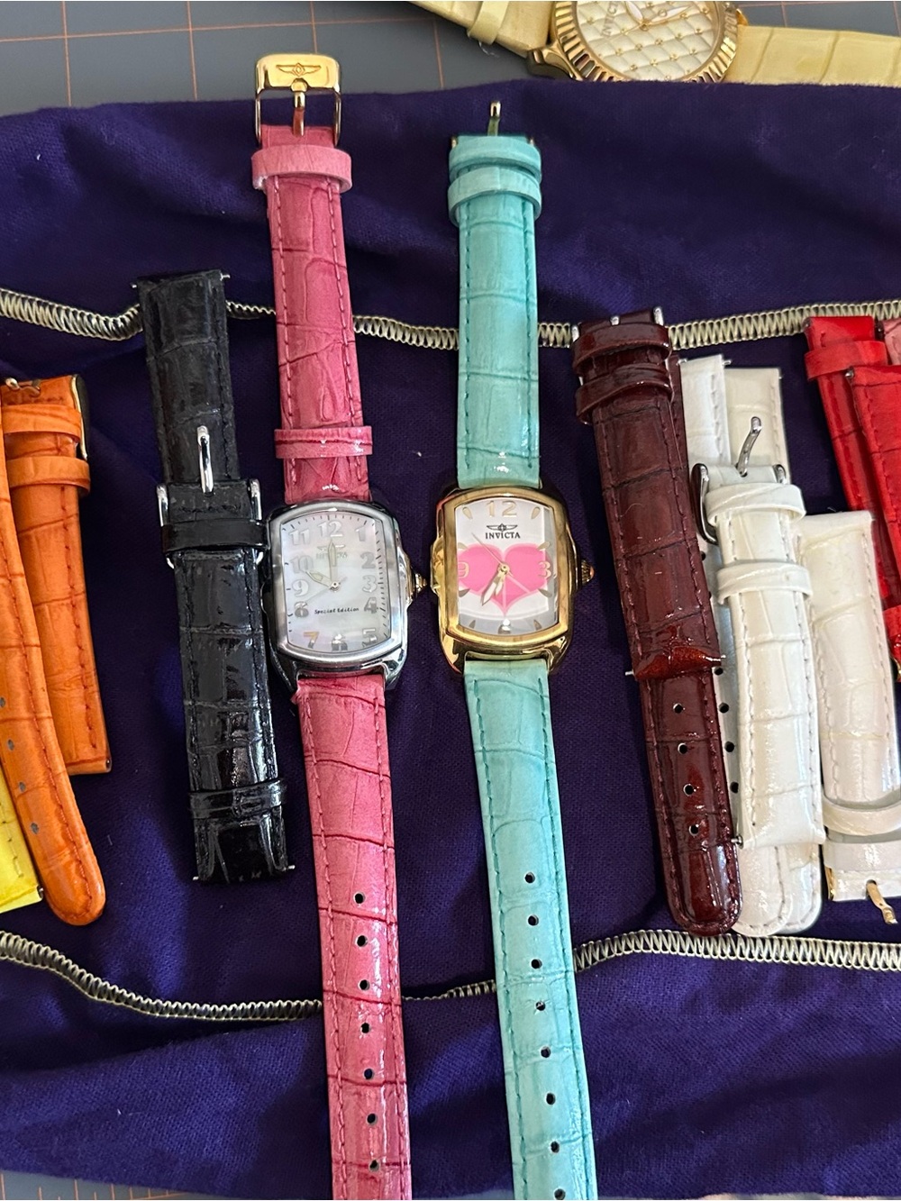 Invicta 2 Womenโs Lupah Leather Strap Watches with Gold and Silver Cases